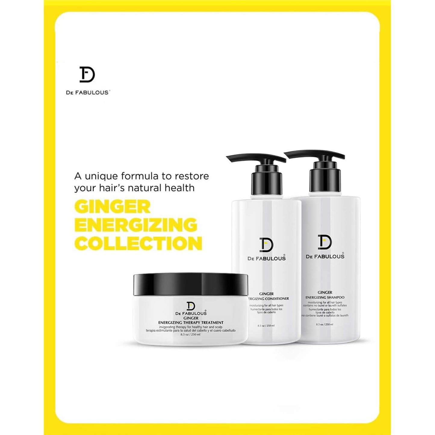 De Fabulous Ginger Energizing Shampoo (250ml)