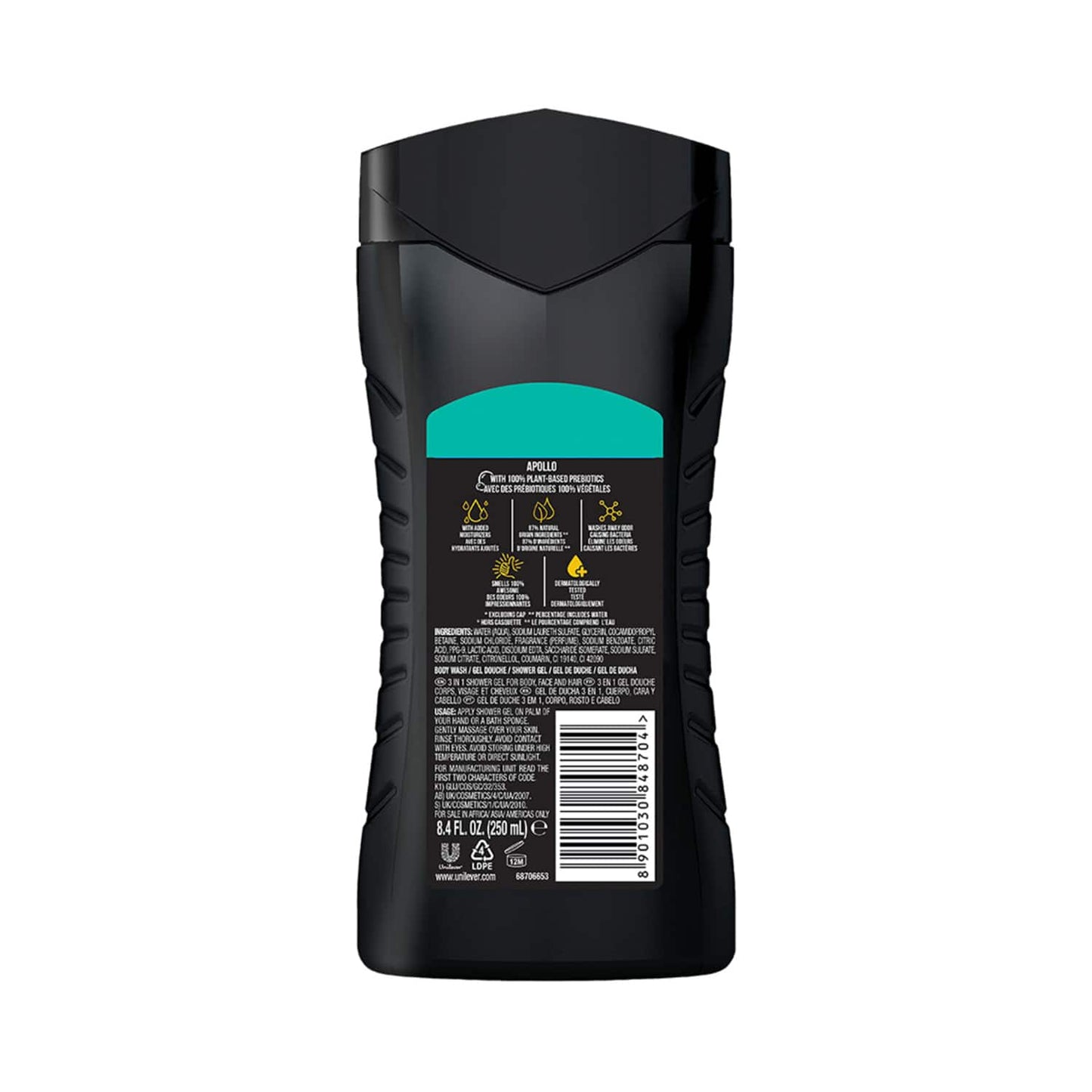 AXE 3-In-1 Apollo Body Face & Hair Wash (250ml)