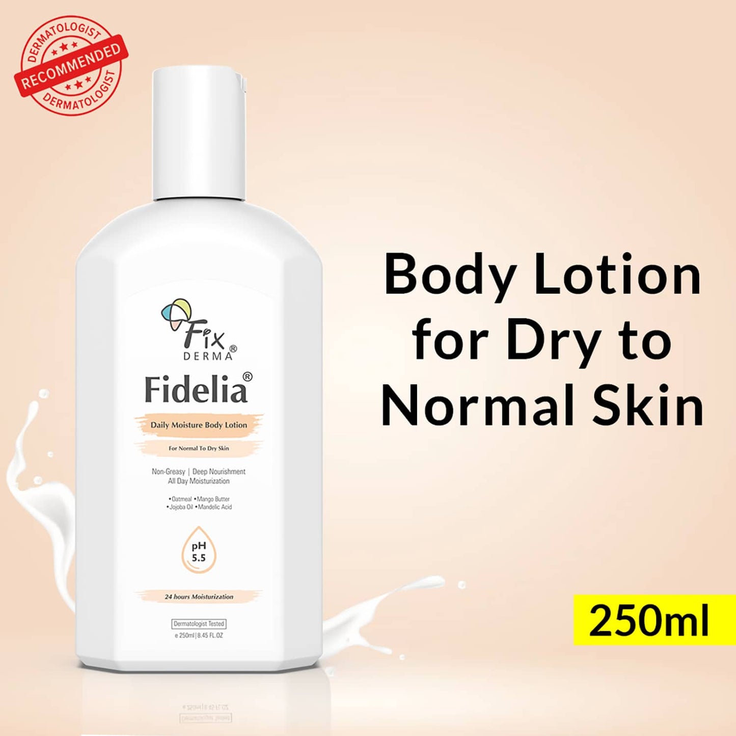 Fixderma Fidelia Daily Moisturizing Body Lotion for Dry Skin with Jojoba Oil & Oatmeal (250ml)