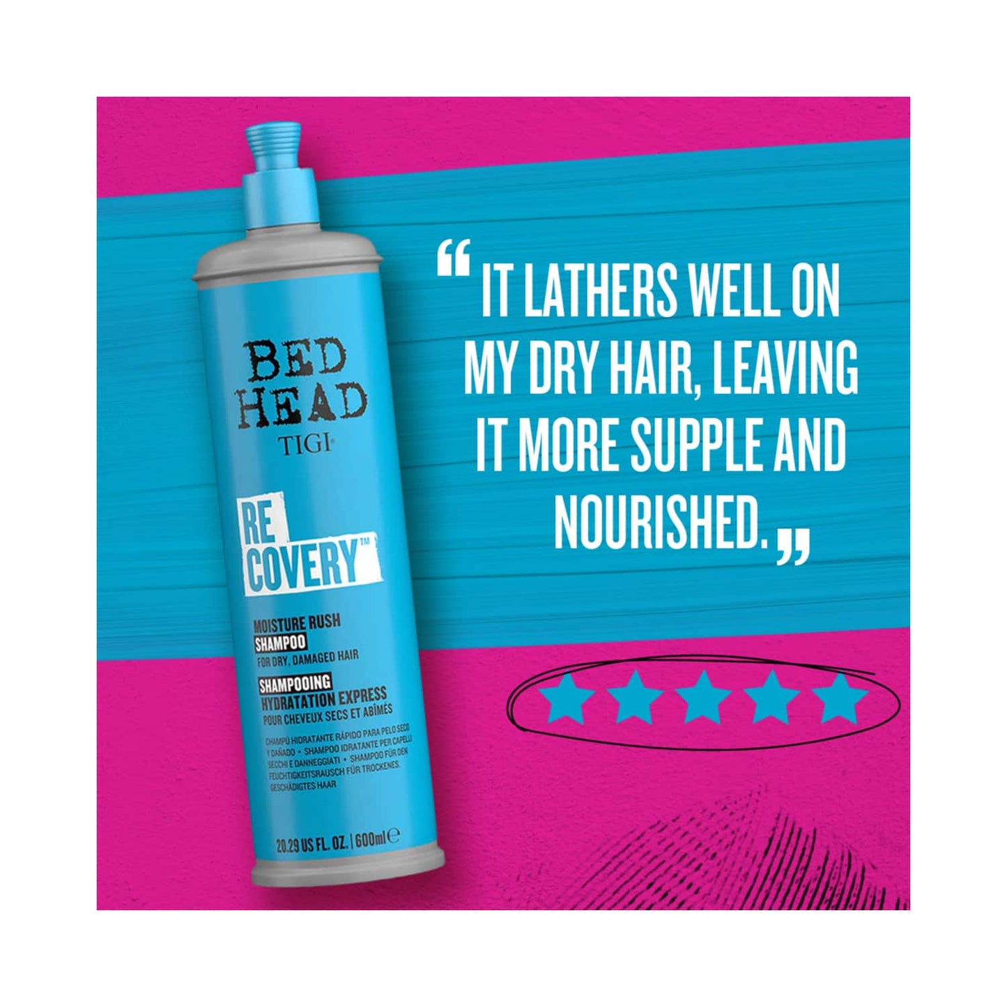 TIGI Bed Head Recovery Moisture Rush Shampoo For Dry & Damaged Hair (600ml)