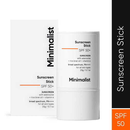 Minimalist SPF 50 Sunscreen Stick With Adenosine, Rice Bran Oil & Vitamin E Broad Spectrum PA++++ (20g)