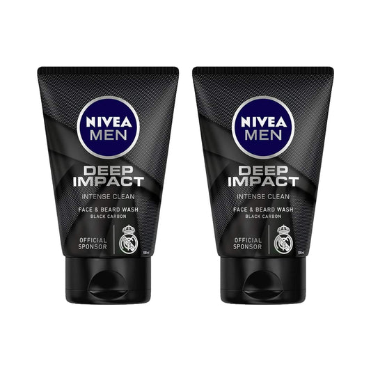 Nivea Men Deep Impact Face & Beard Wash - Intense Clean (100 g) (Pack Of 2) Combo