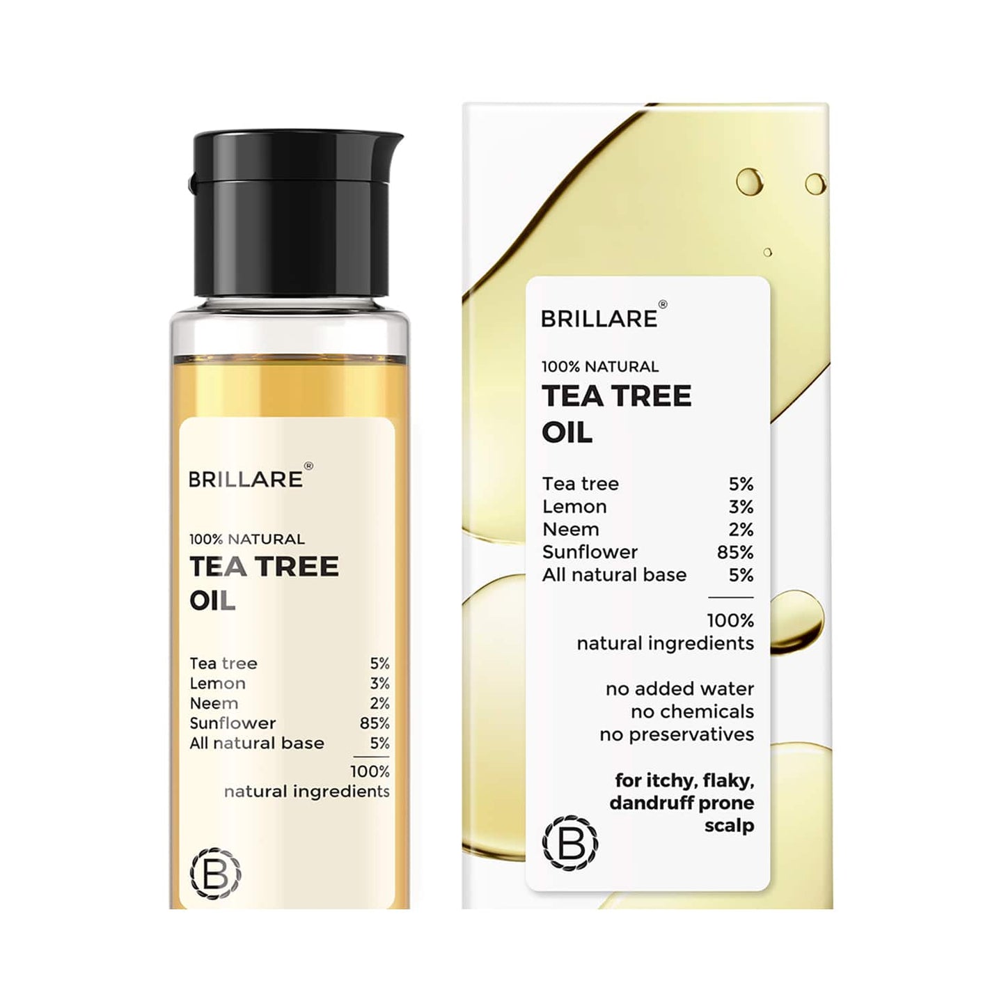 Brillare Tea Tree Oil For Itchy, Flaky, Dandruff Prone Scalp (100ml)