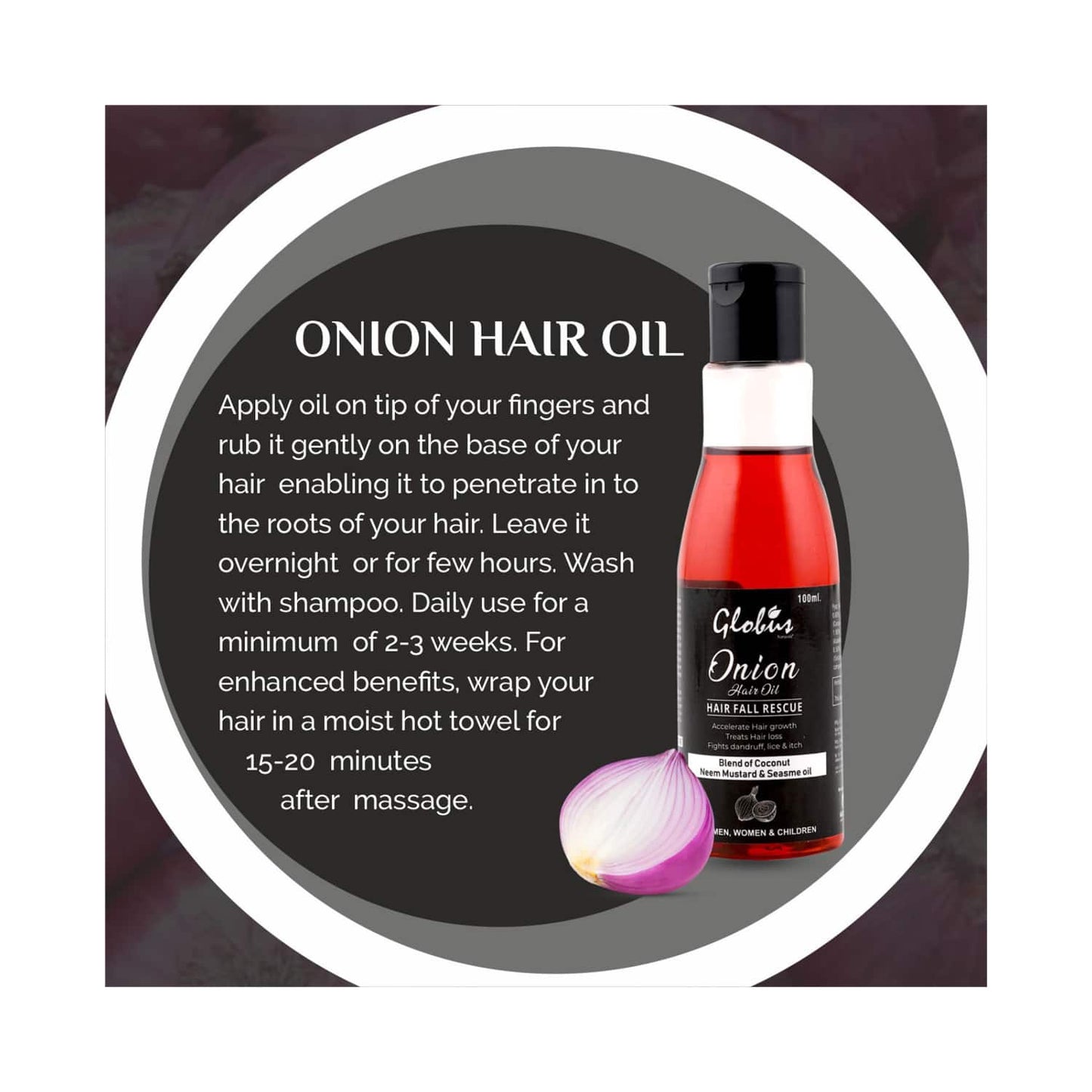 Globus Naturals Onion Hair Growth Oil For Hair Fall Rescue (100ml)