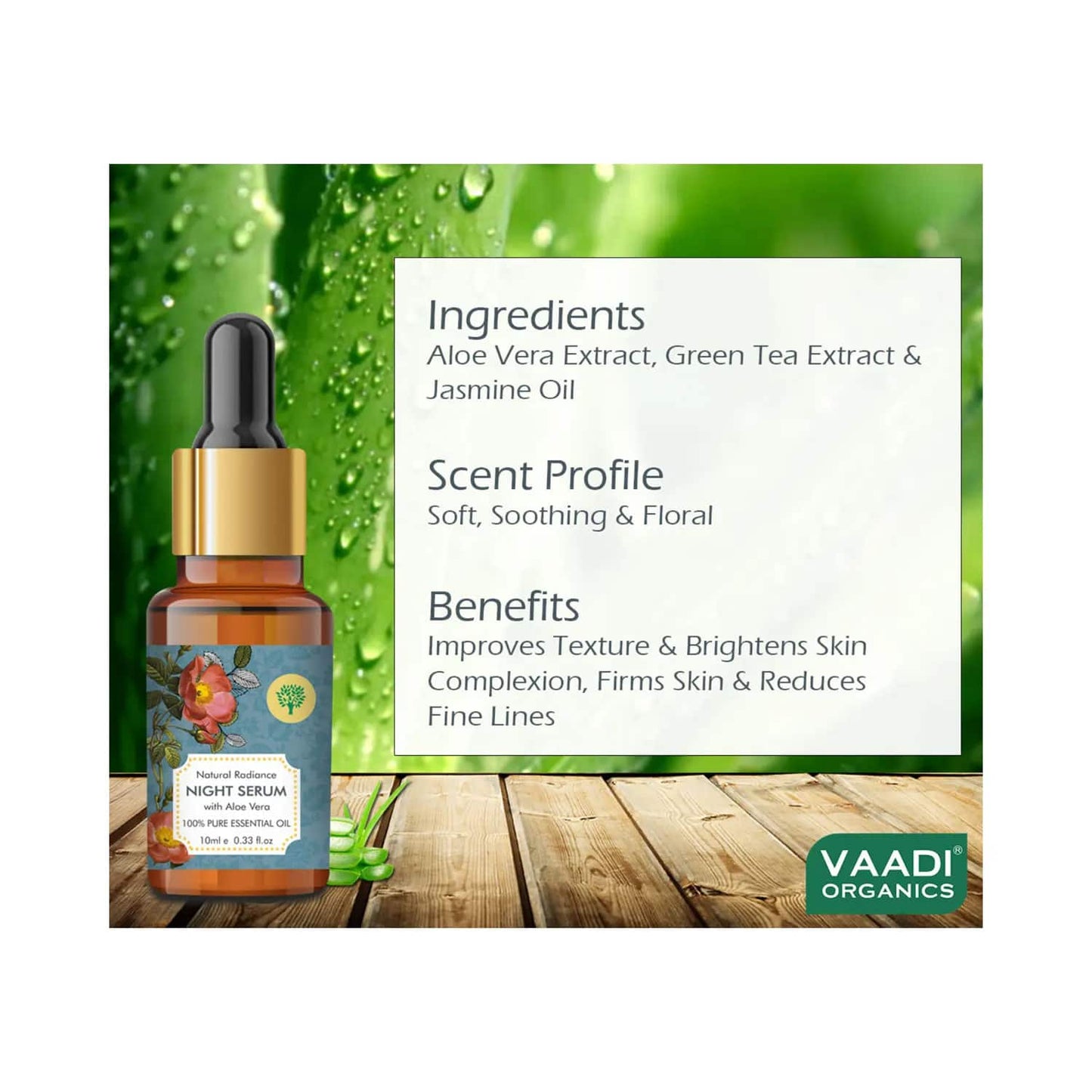 Vaadi Herbals Natural Radiance Night Serum With Aloe Vera Essential Oil (10ml)