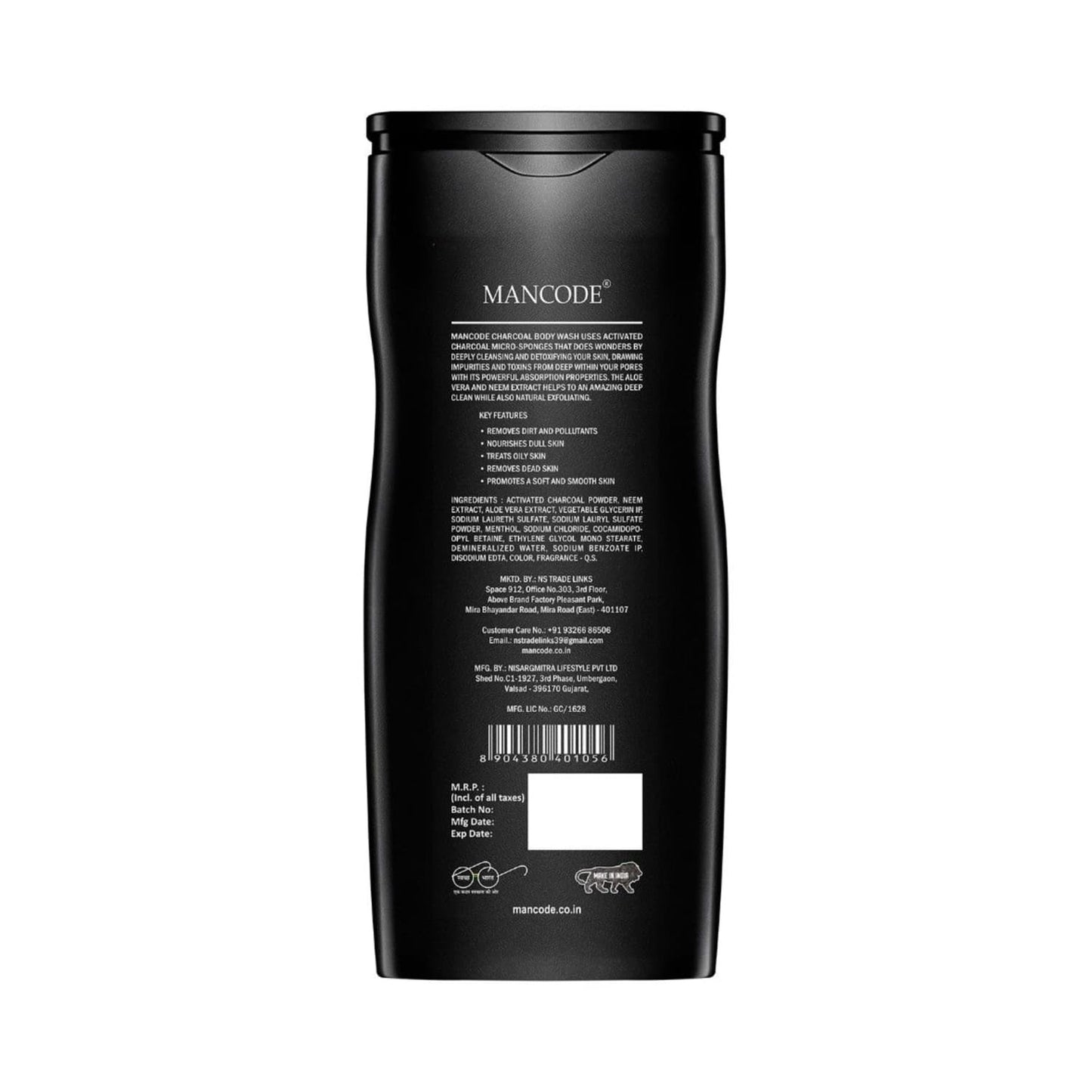 Mancode Activated Charcoal Body Wash (450ml)