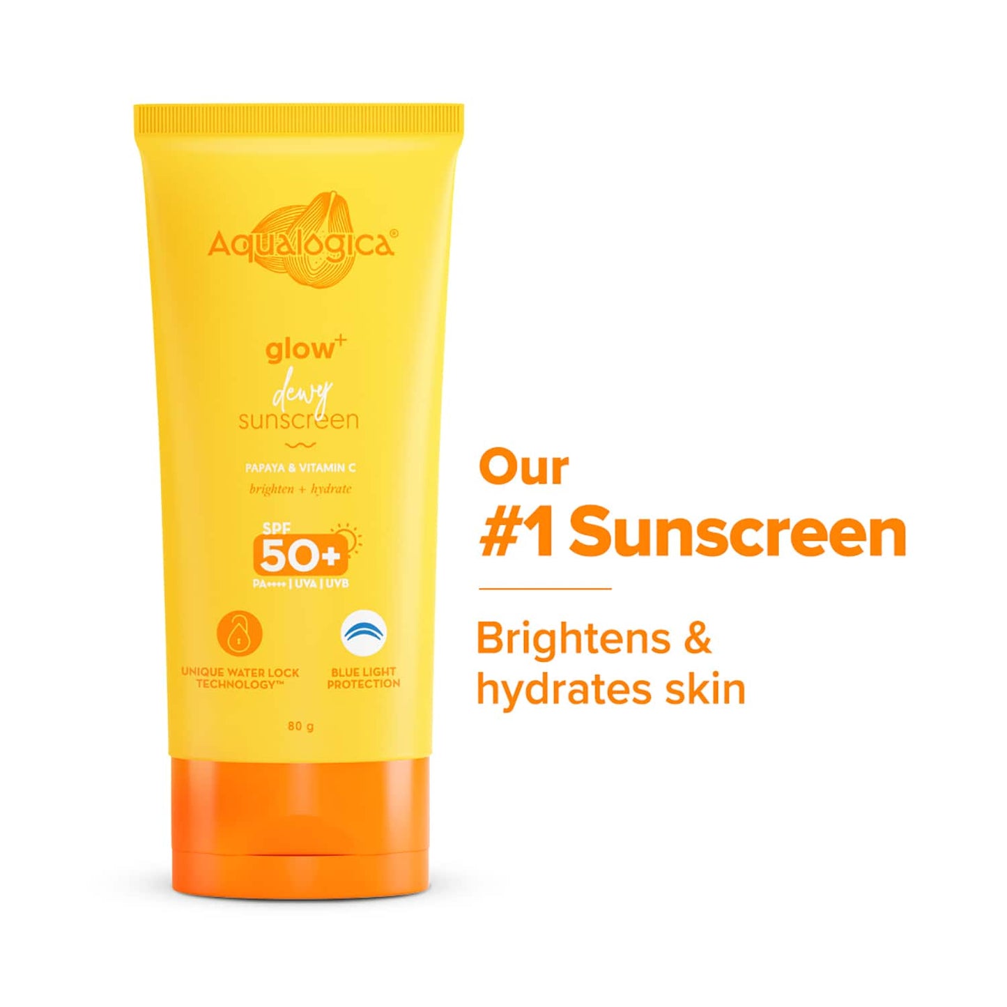 Aqualogica Glow + Dewy Sunscreen With Papaya & Vitamin C SPF 50+ PA++ (80g)