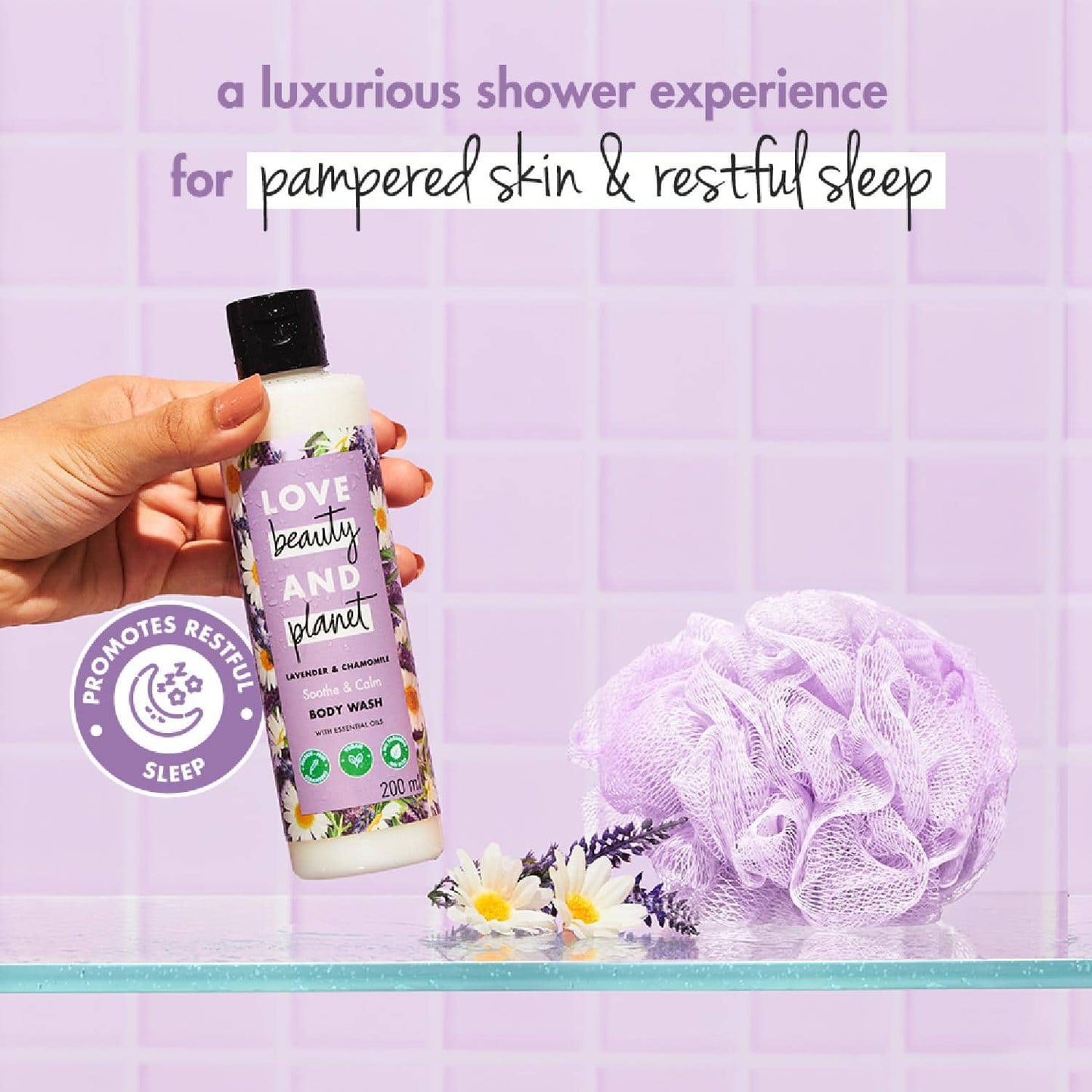 Love Beauty & Planet Lavender & Chamomile Calming Body Wash for Restful Sleep (200 ml)