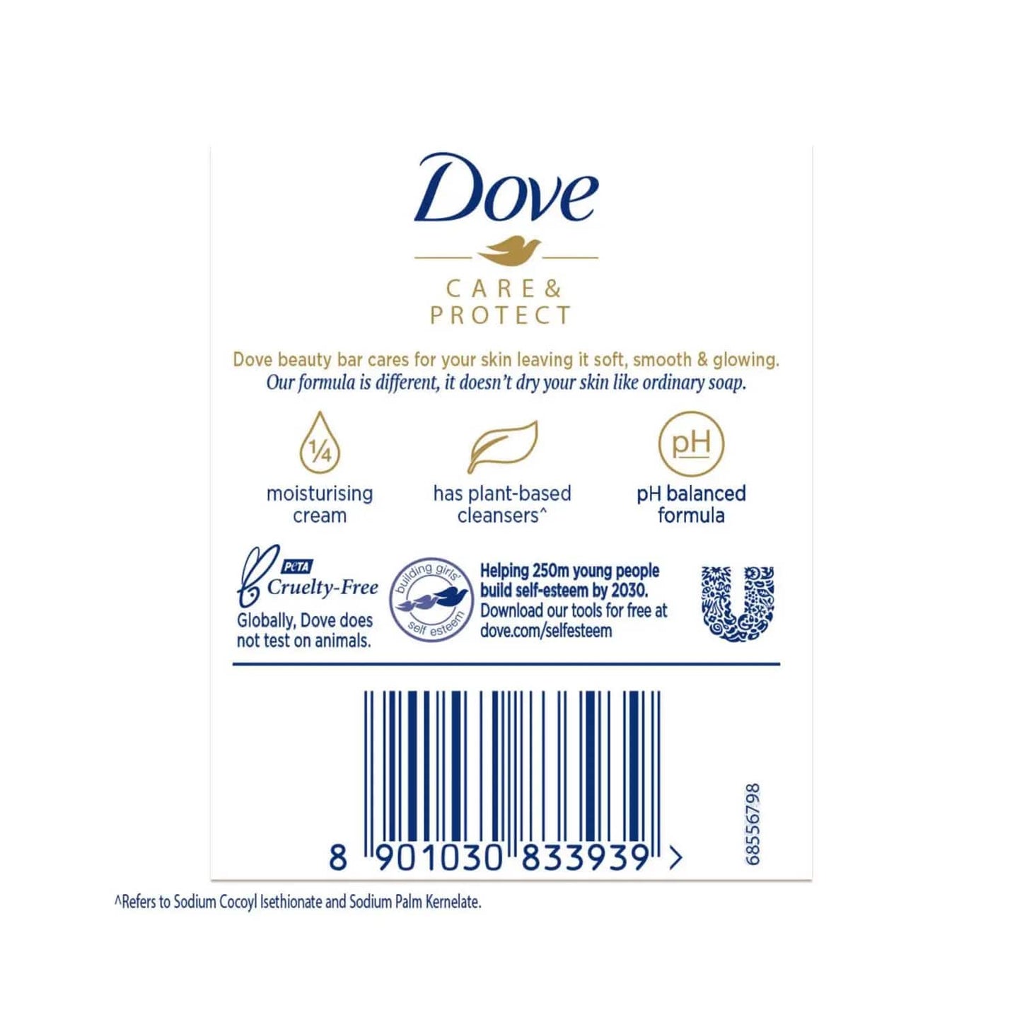 Dove Care & Protect Moisturising Cream Beauty Bathing Bar - Buy 3 Get 1 Free (4Pcs)