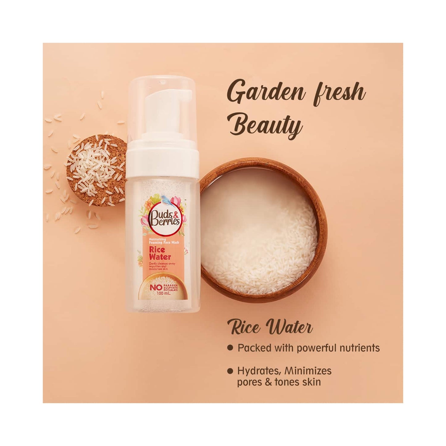 Buds & Berries Rice Water Foaming Face Wash (100ml)