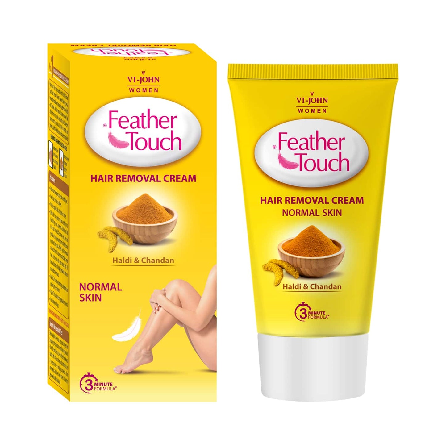 VI-JOHN Feather Touch Hair Removal Cream With Haldi & Chandan Tube For Normal Skin (40g)