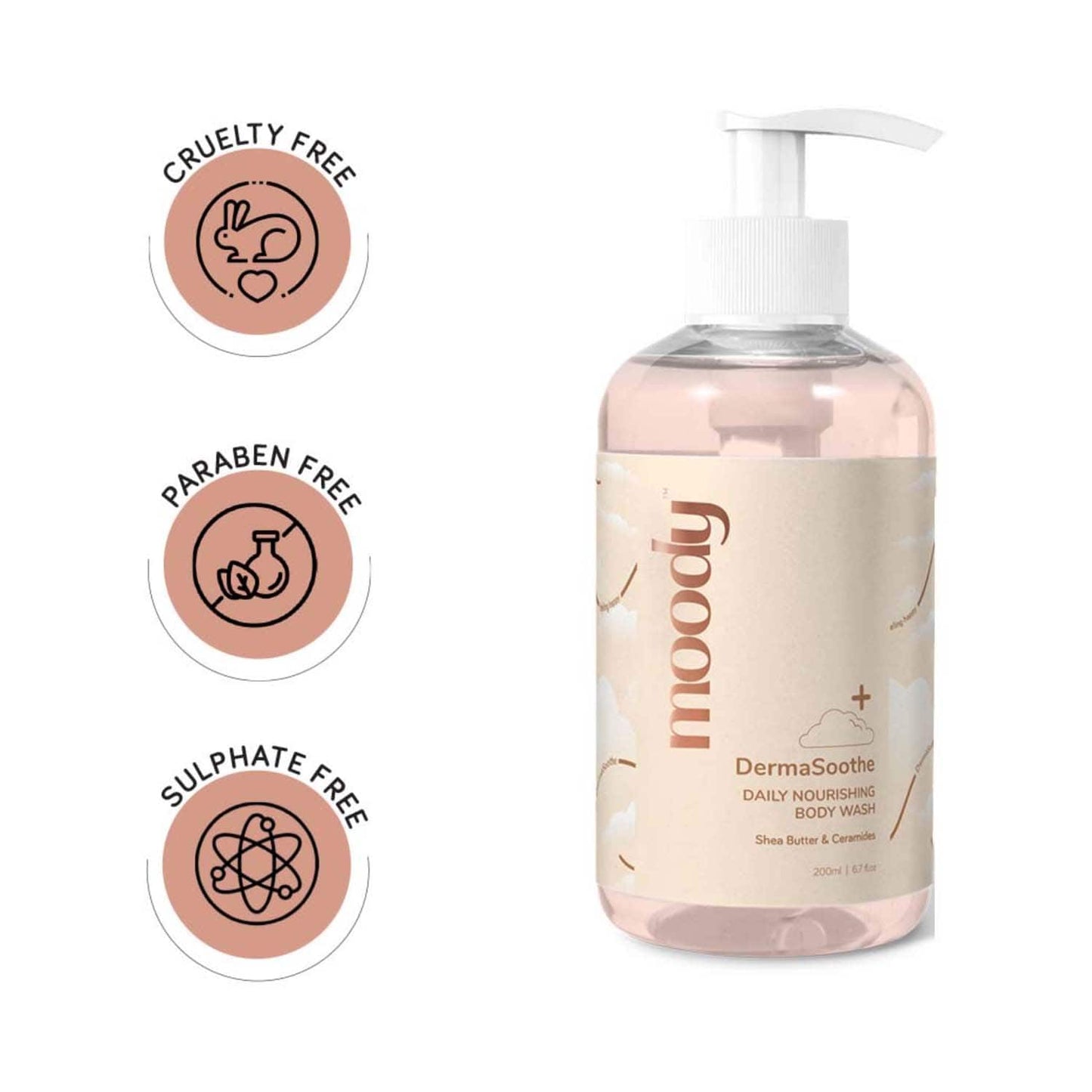 Moody Dermasoothe Softening with Ceramides and Rice Body Wash (200 ml)