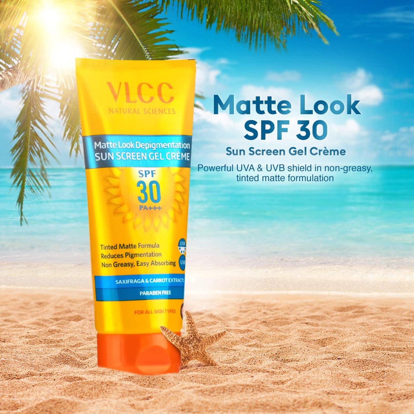 VLCC Matte Look SPF 30 Sun Screen Gel Creme - Tinted (50ml)