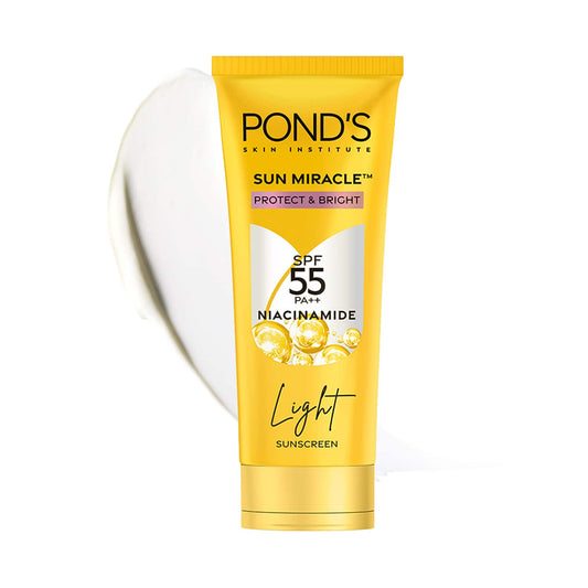 Pond's Sun Miracle SPF 50 PA+++ Light Sunscreen - Protect & Bright, With 3% Active Niacinamide (100 g)