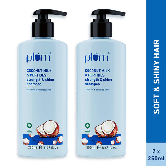 Plum Coconut Milk & Peptides Strength & Shine Shampoo Combo Pack of 2 (250 ml)