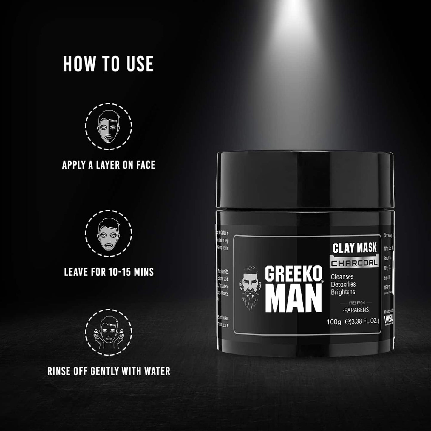 Greeko Man Charcoal Clay Mask (100g)