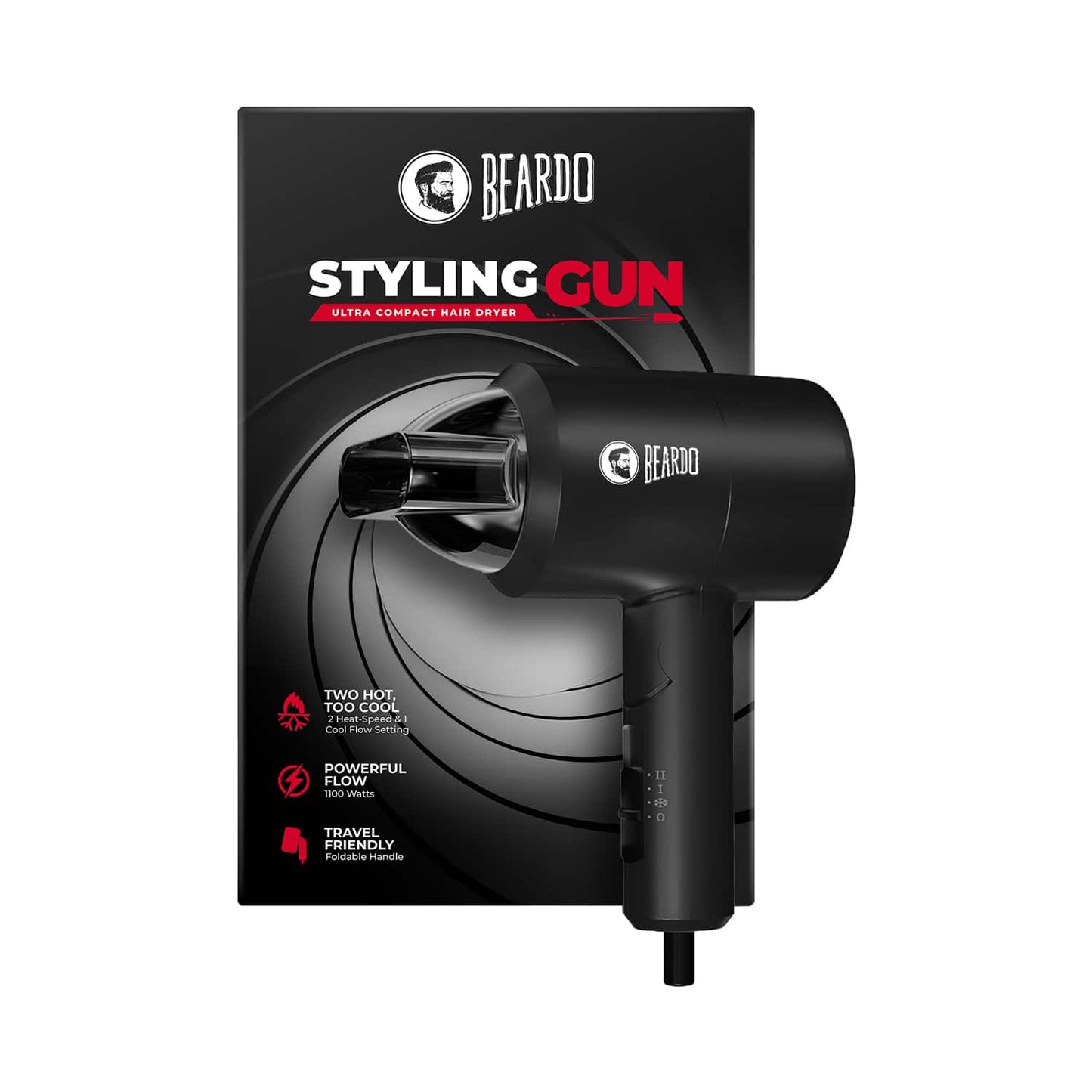 Beardo Styling Gun Ultra Compact Hair Dryer - Black