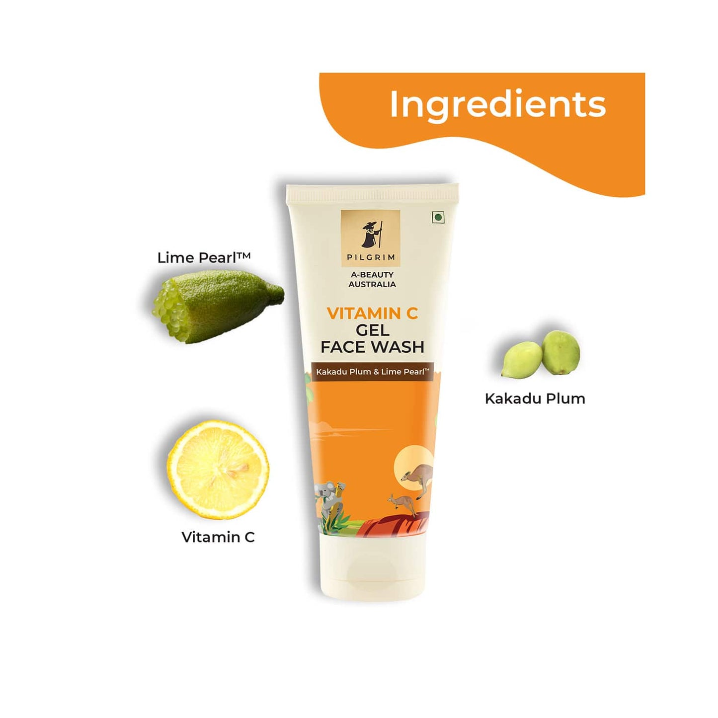 Pilgrim Vitamin C Gel Face Wash With Kakadu Plum & Lime Pearl (100ml)