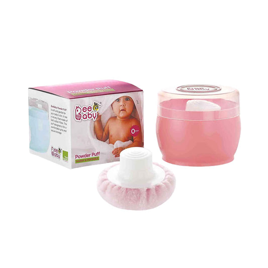 Beebaby Premium Talcum Powder Puff with Container (Pink)