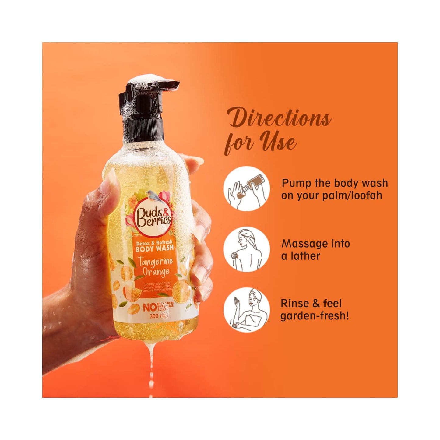 Buds & Berries Tangerine Orange Body Wash (300ml)