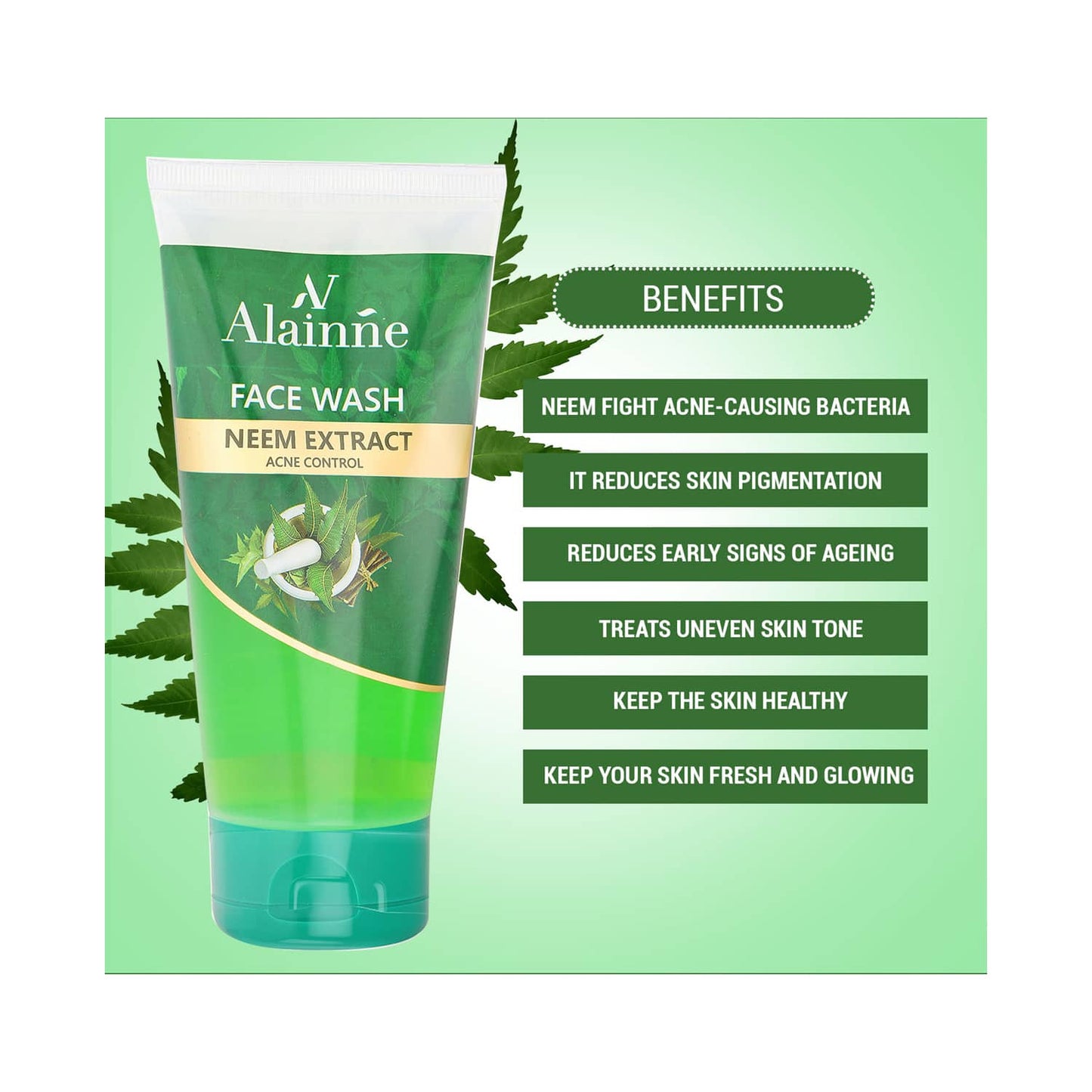 Alainne Neem Extract Acne Control Facewash - (150g)