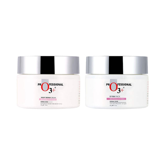 O3+ Brightening & Glow Boosting Dermal Zone D-Tan Pack (50g) & Dermal Zone Night Cream (50g) Combo