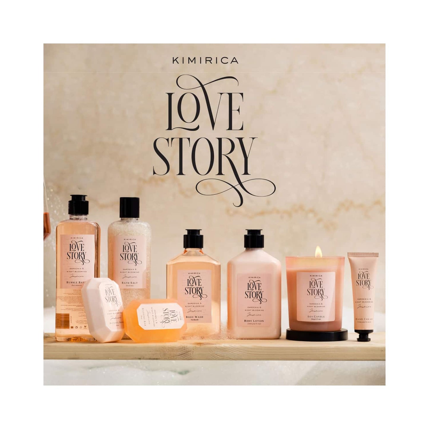 Kimirica Love Story Luxury Bath and Body Care Experience Gift Set Box Premium Gift Packaging (5 Pcs)