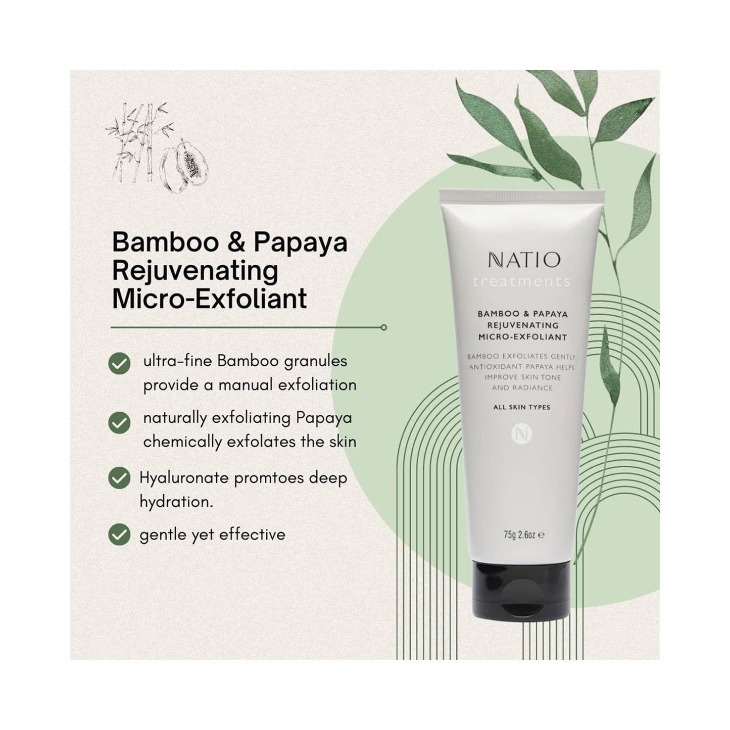 Natio Treatments Bamboo & Papaya Rejuvenating Micro Exfoliant (75g)