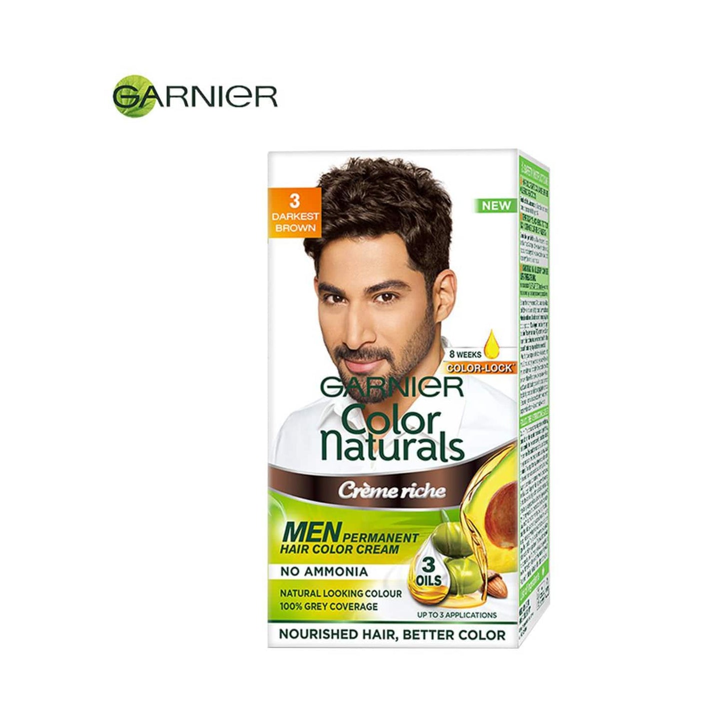 Garnier Color Naturals Men Creme Riche Hair Colour - 3 Darkest Brown (30ml+30g)