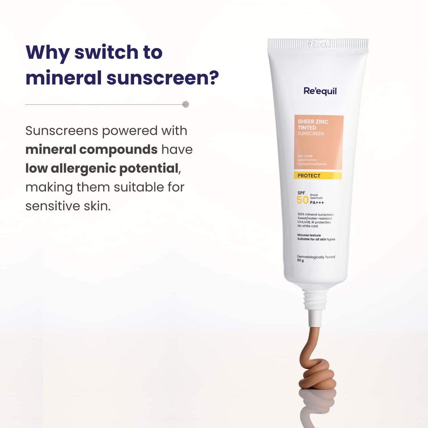 Re'equil Sheer Zinc Tinted Mineral Sunscreen SPF 50 (50g)