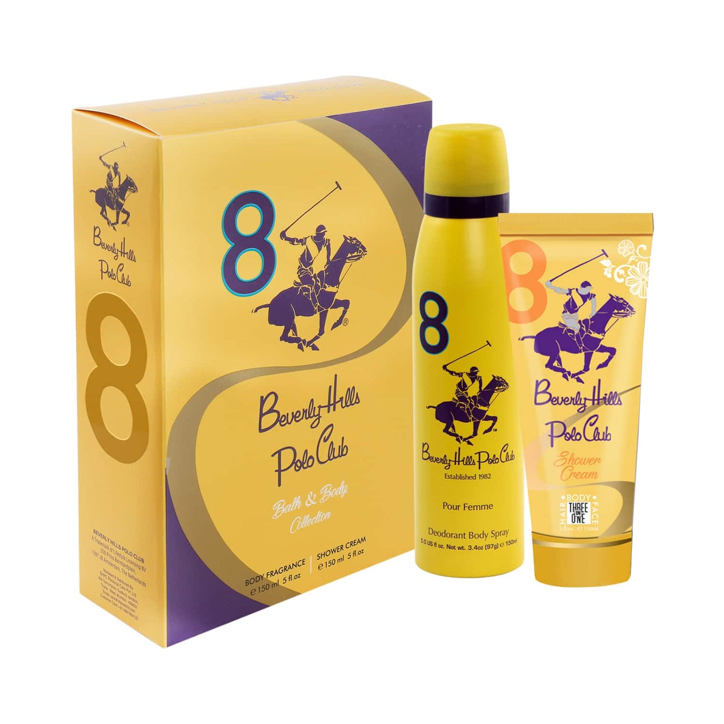 BEVERLY HILLS POLO CLUB No.8 Body Mist & Shower Cream Gift Set (2Pcs)