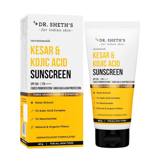 Dr. Sheth's Kesar & Kojic Acid Sunscreen With SPF 50+ PA++++ (80 g)