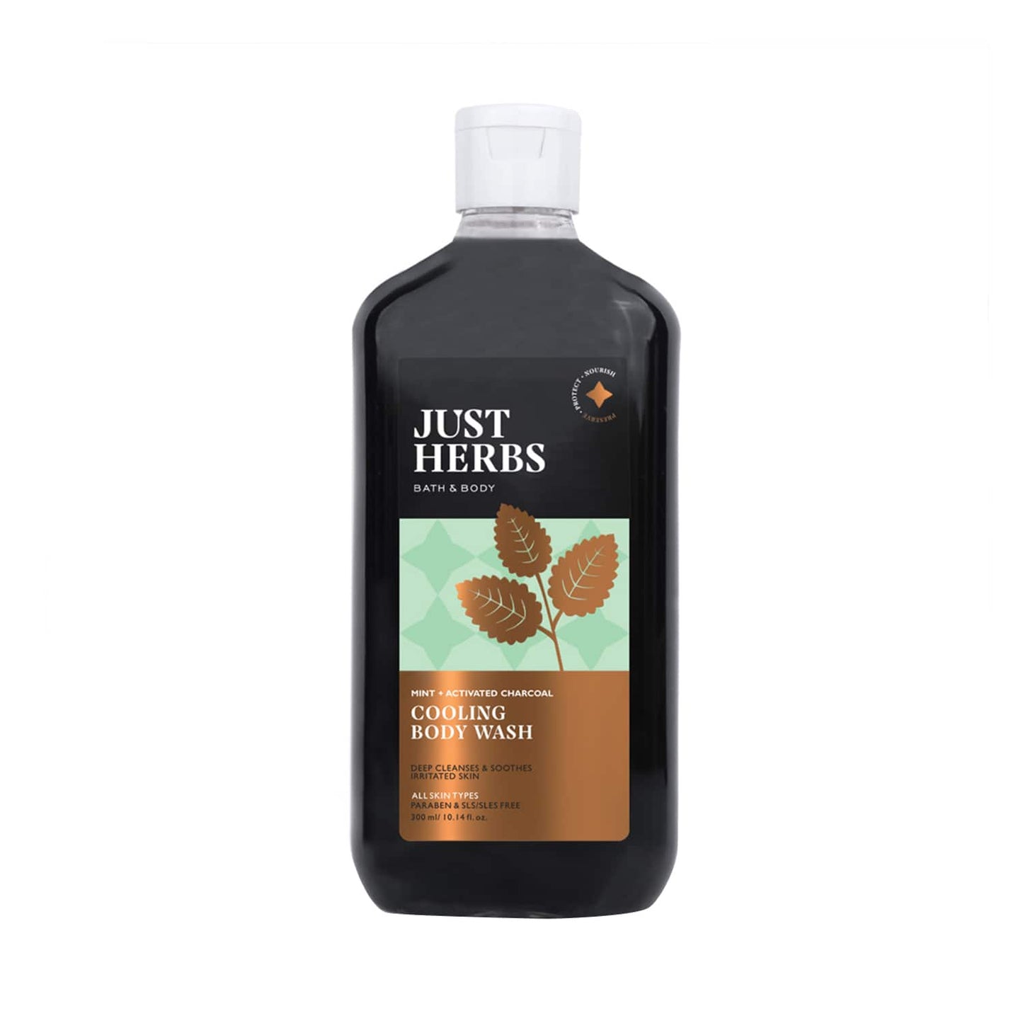 Just Herbs Mint Cooling Body Wash With Activated Charcoal (300ml)