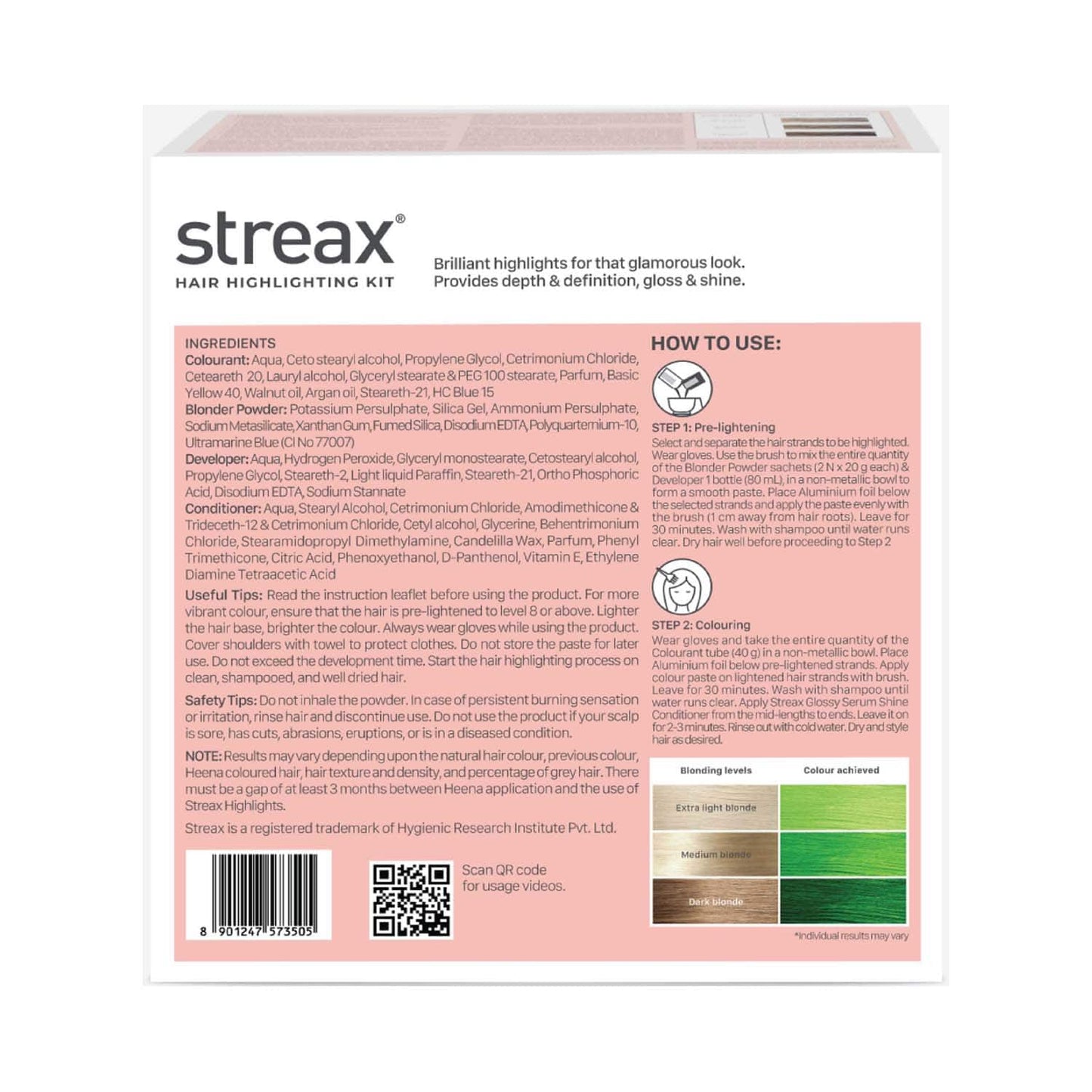 Streax Ultralights Hair Color Highlight Kit - Tropical Green (180 g)