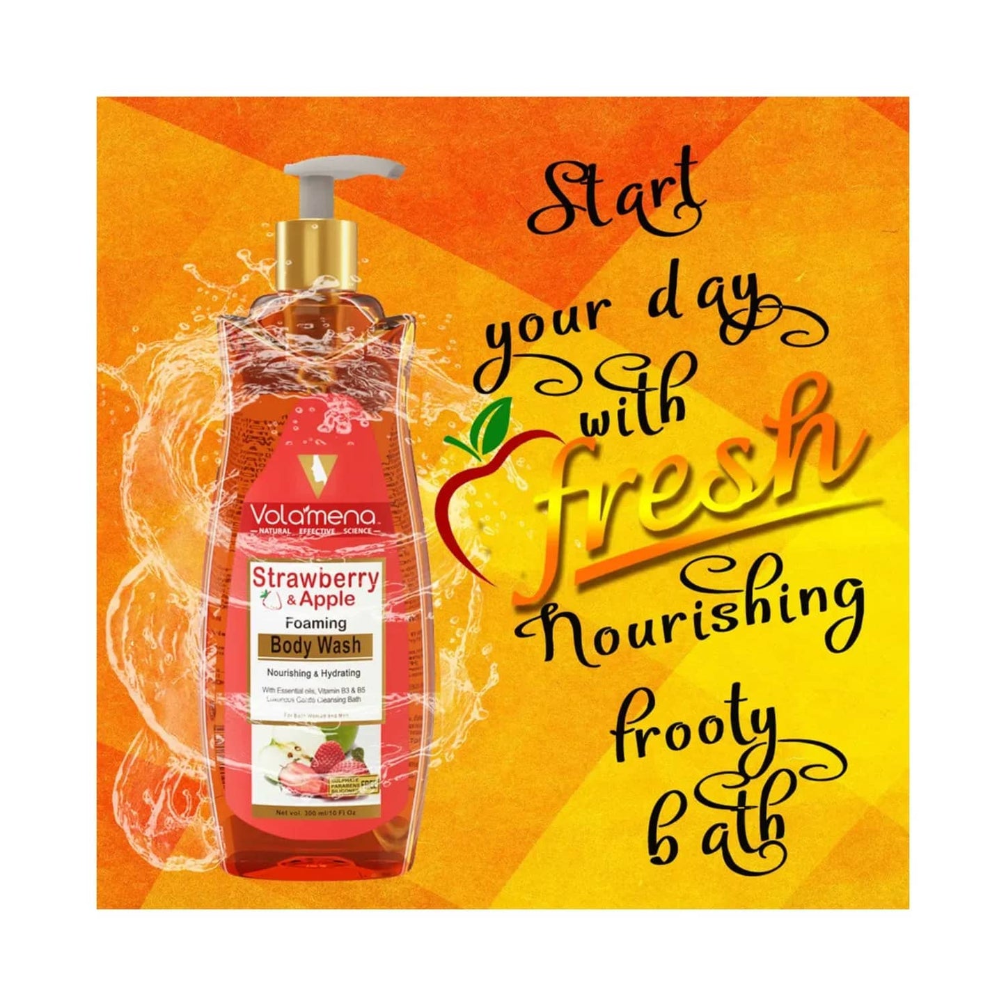 Volamena Strawberry & Apple Foaming Body Wash (300ml)