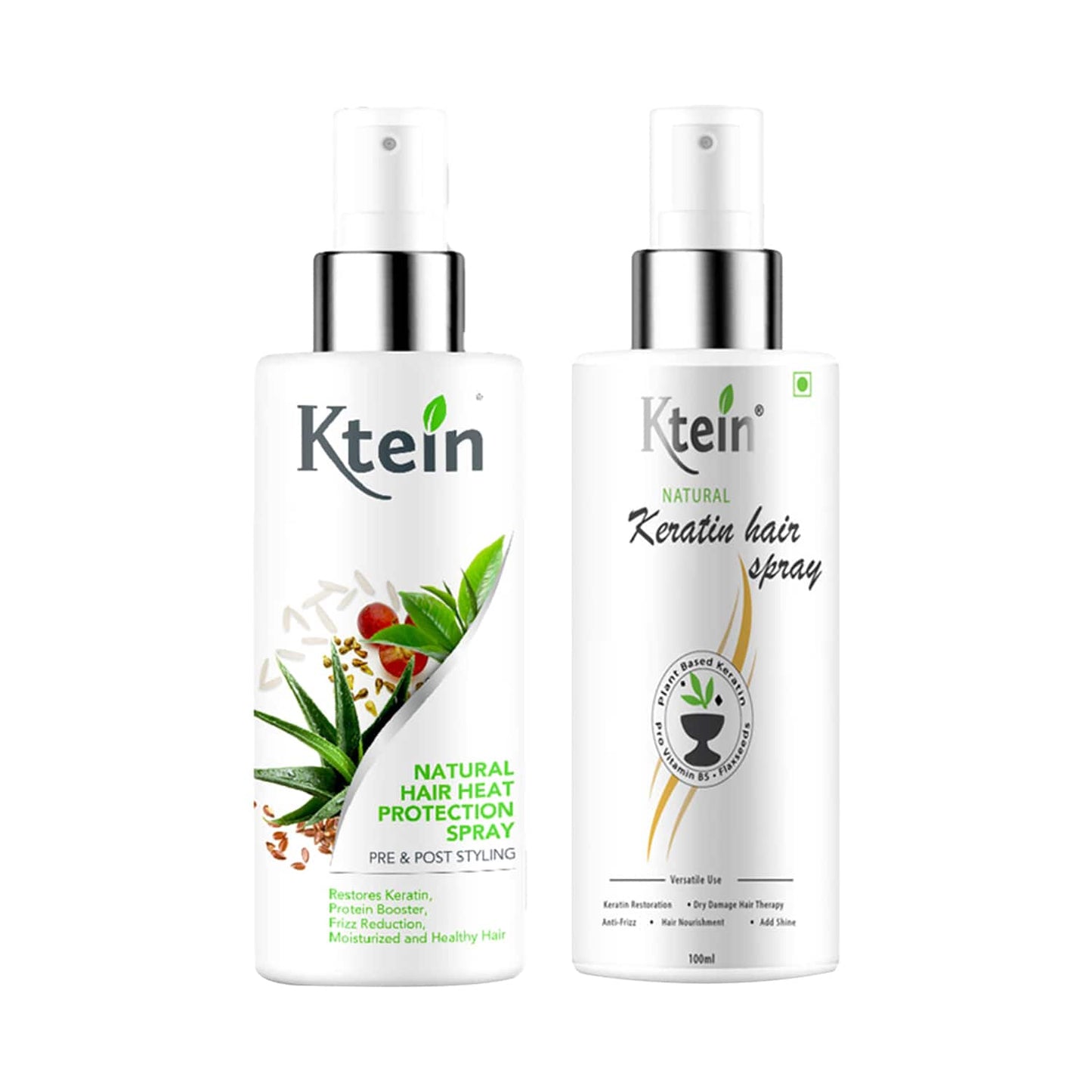 Ktein Natural Keratin Hair Spray And Natural Hair Heat Protection Spray - (2Pcs)