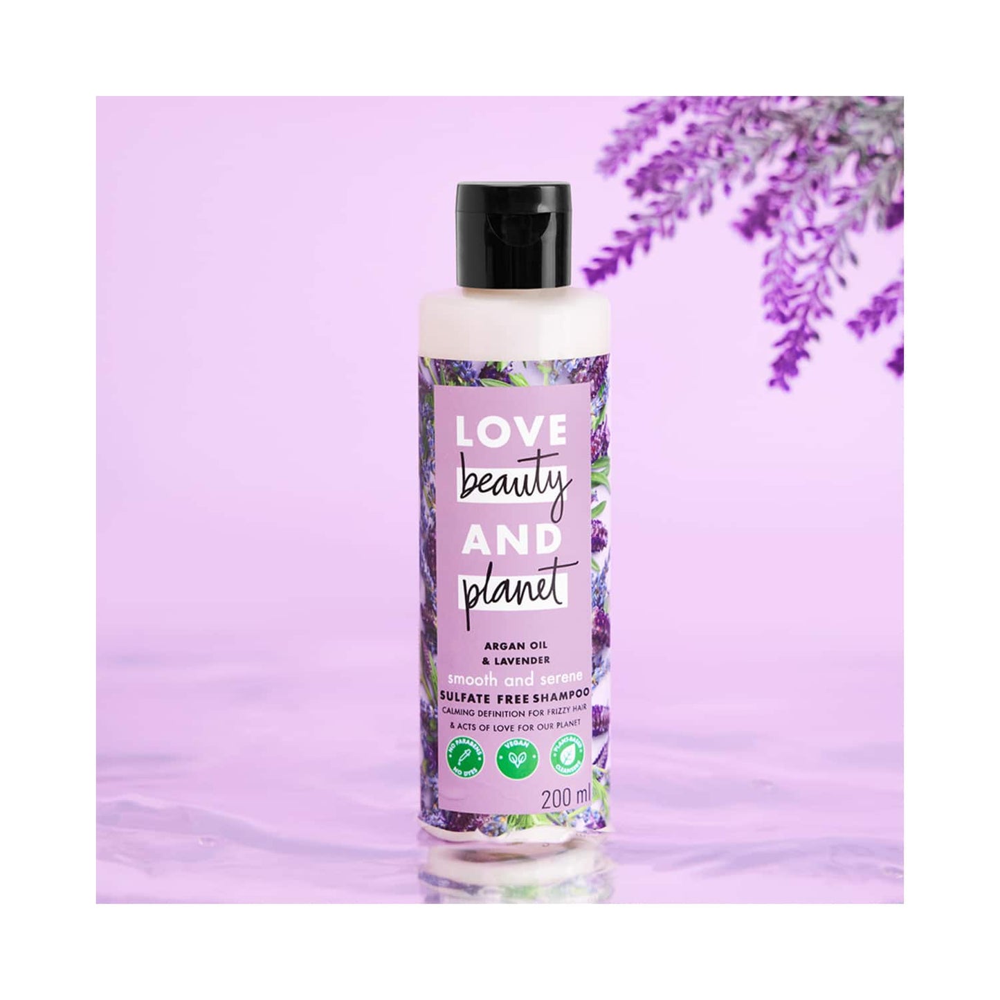 Love Beauty & Planet Argan Oil and Lavender Sulphate Free Shampoo for Dry & Frizzy hair (200 ml)