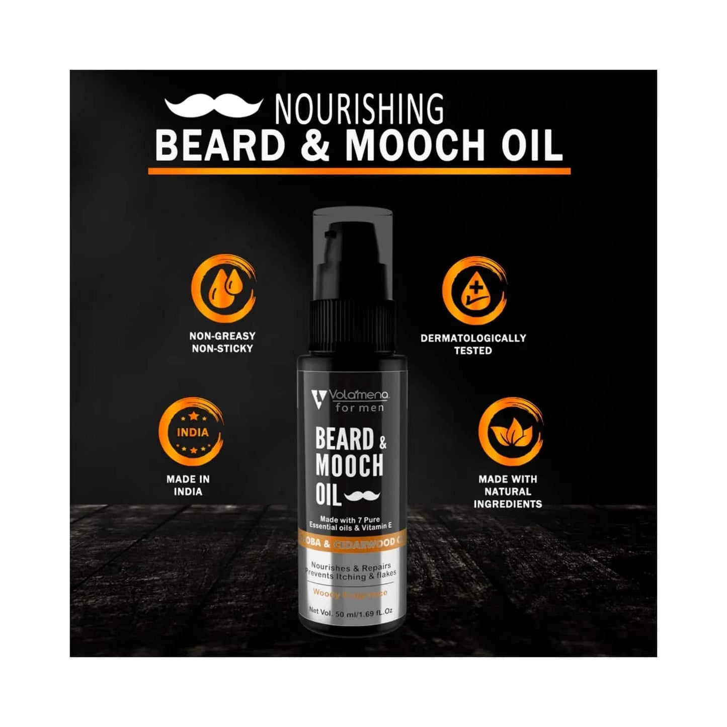 Volamena Mooch Jojoba And Cedarwood Beard Oil (50ml)