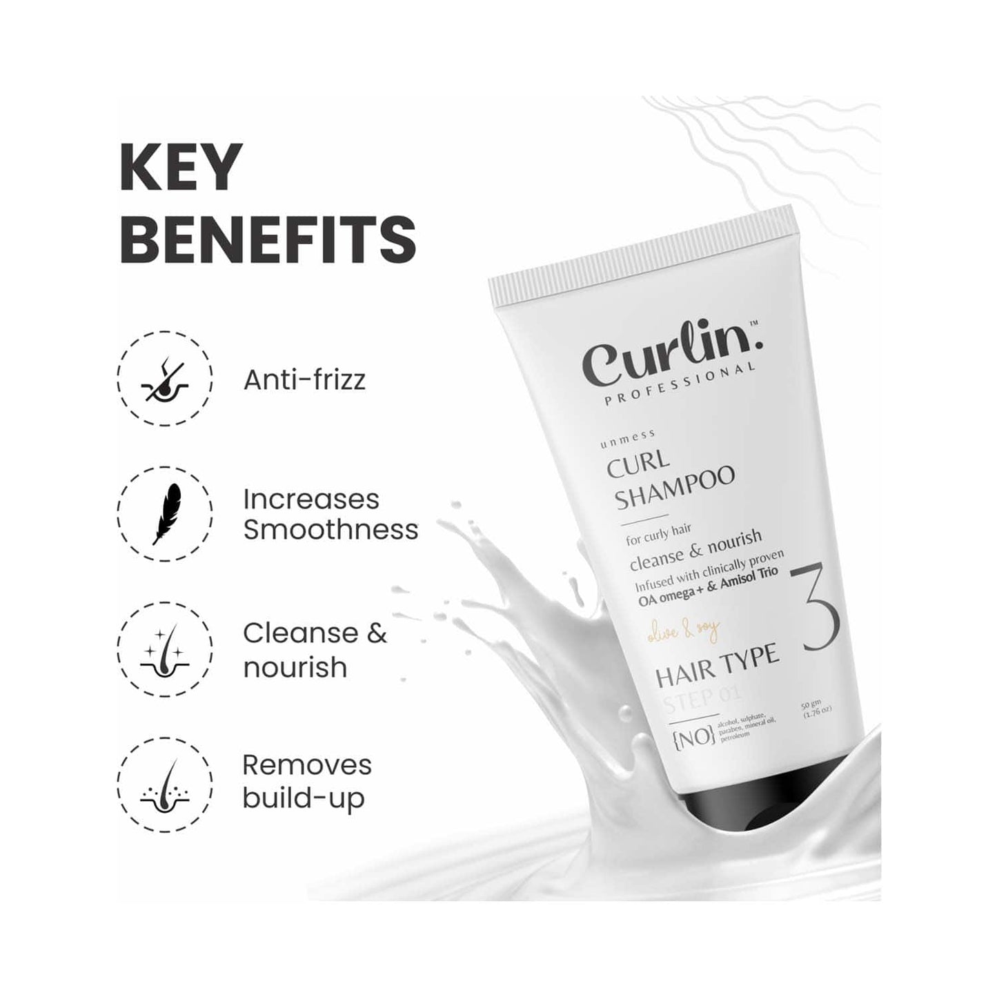 Curlin Professional Nourishing Curly Hair Shampoo (50 g)