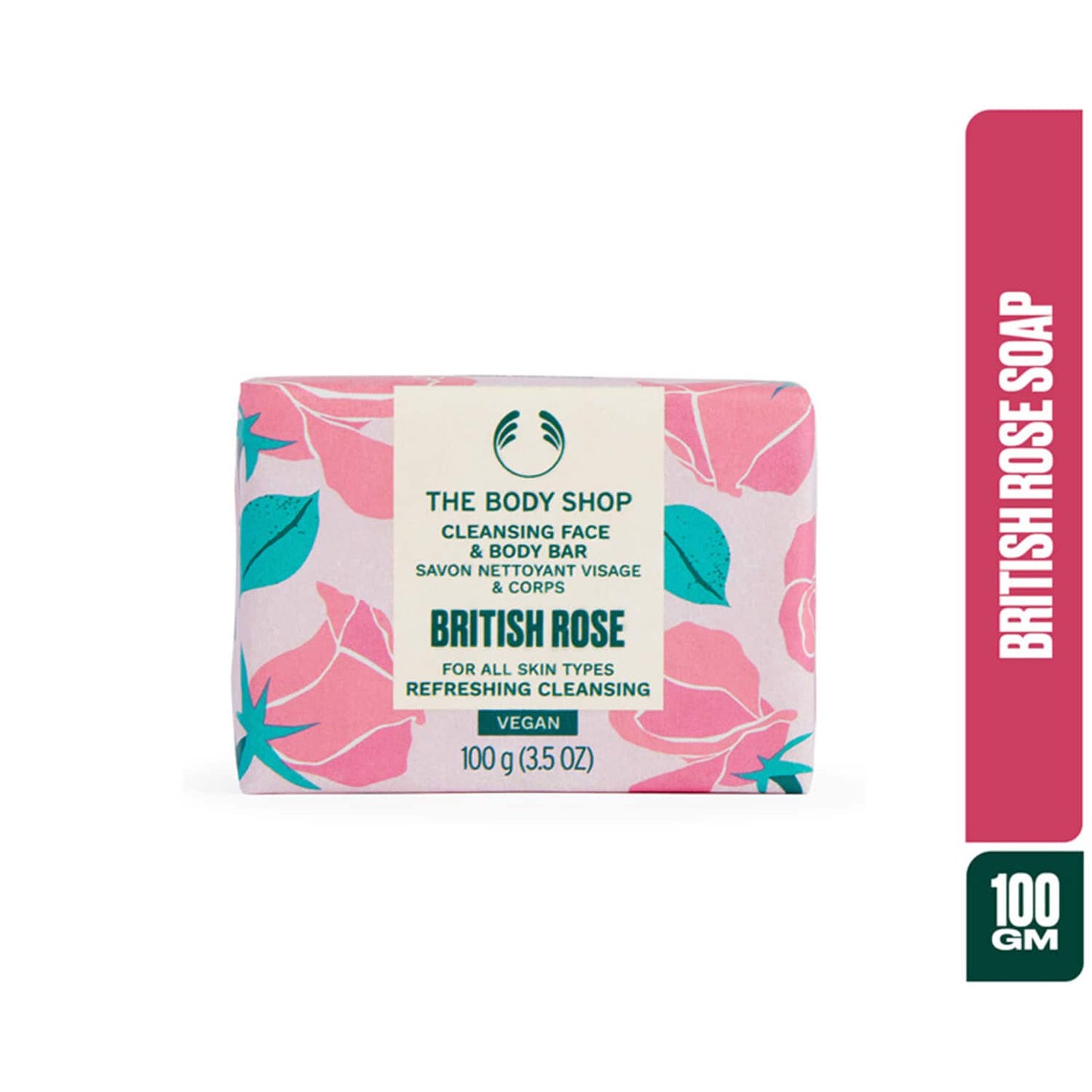 The Body Shop British Rose Cleansing Face & Body Bar (100g)