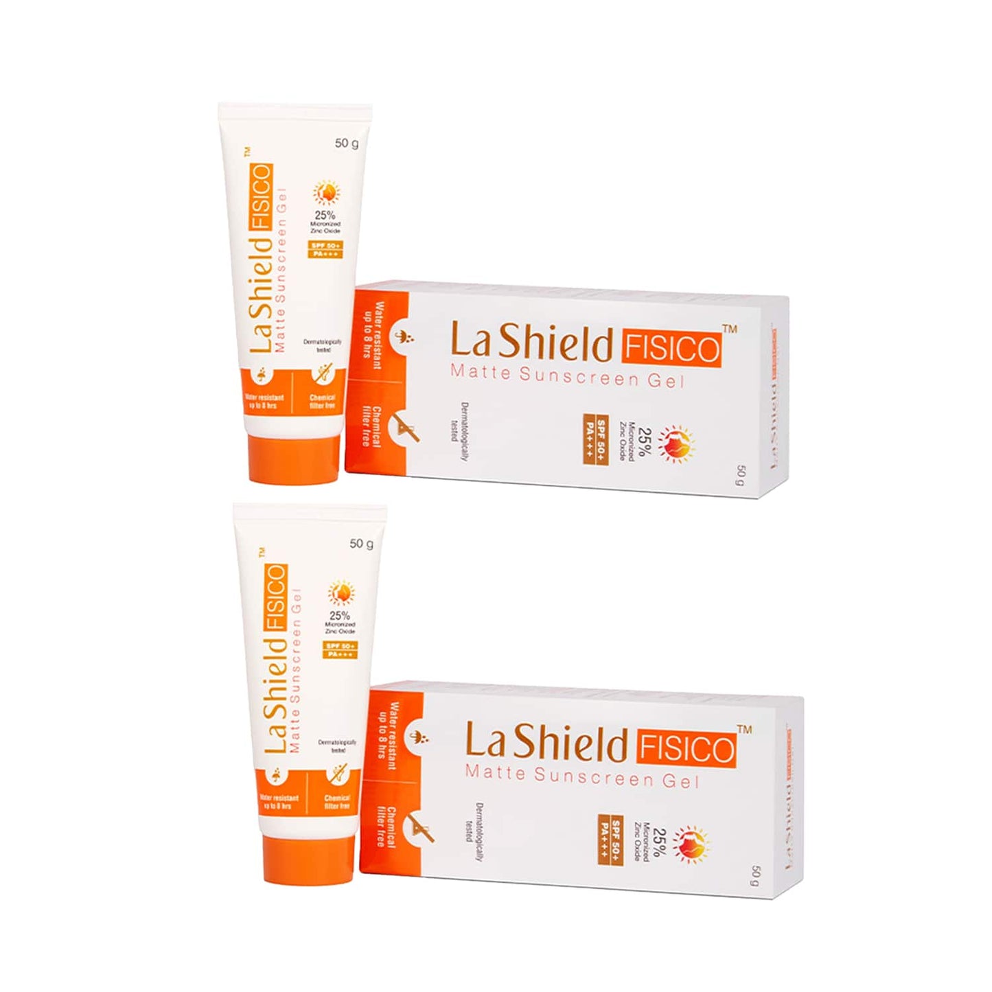 La Shield FISICO SPF 50+ & PA+++ Sunscreen Gel Pack of 2 (50 g) Combo