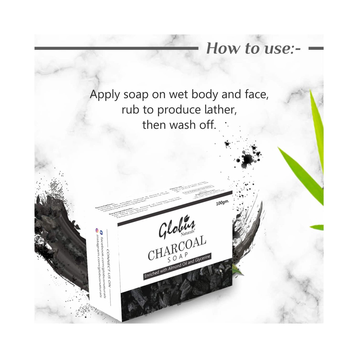 Globus Naturals Deep Cleaning & Exfoliating Activated Charcoal Soap - (2Pcs)