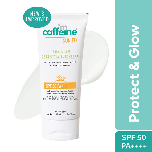 mCaffeine Daily Glow Sunscreen SPF50 PA++++ with Niacinamide & Green Tea, No White Cast