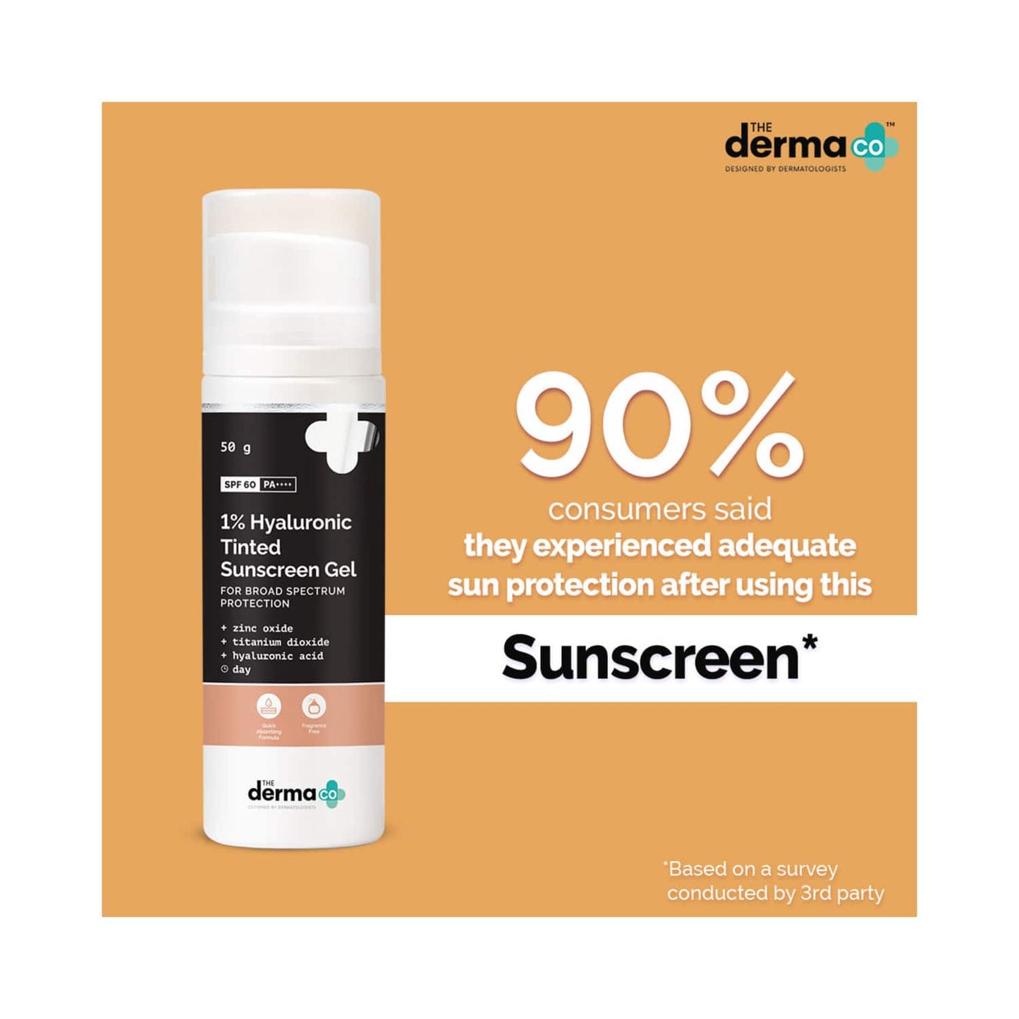 The Derma Co 1% Hyaluronic Tinted Sunscreen Gel SPF 60 PA++ (50g)