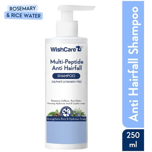 WishCare Multi Peptide Anti Hairfall Shampoo Rice Water Rosemary Capilia Longa HA & Caffeine (250ml)