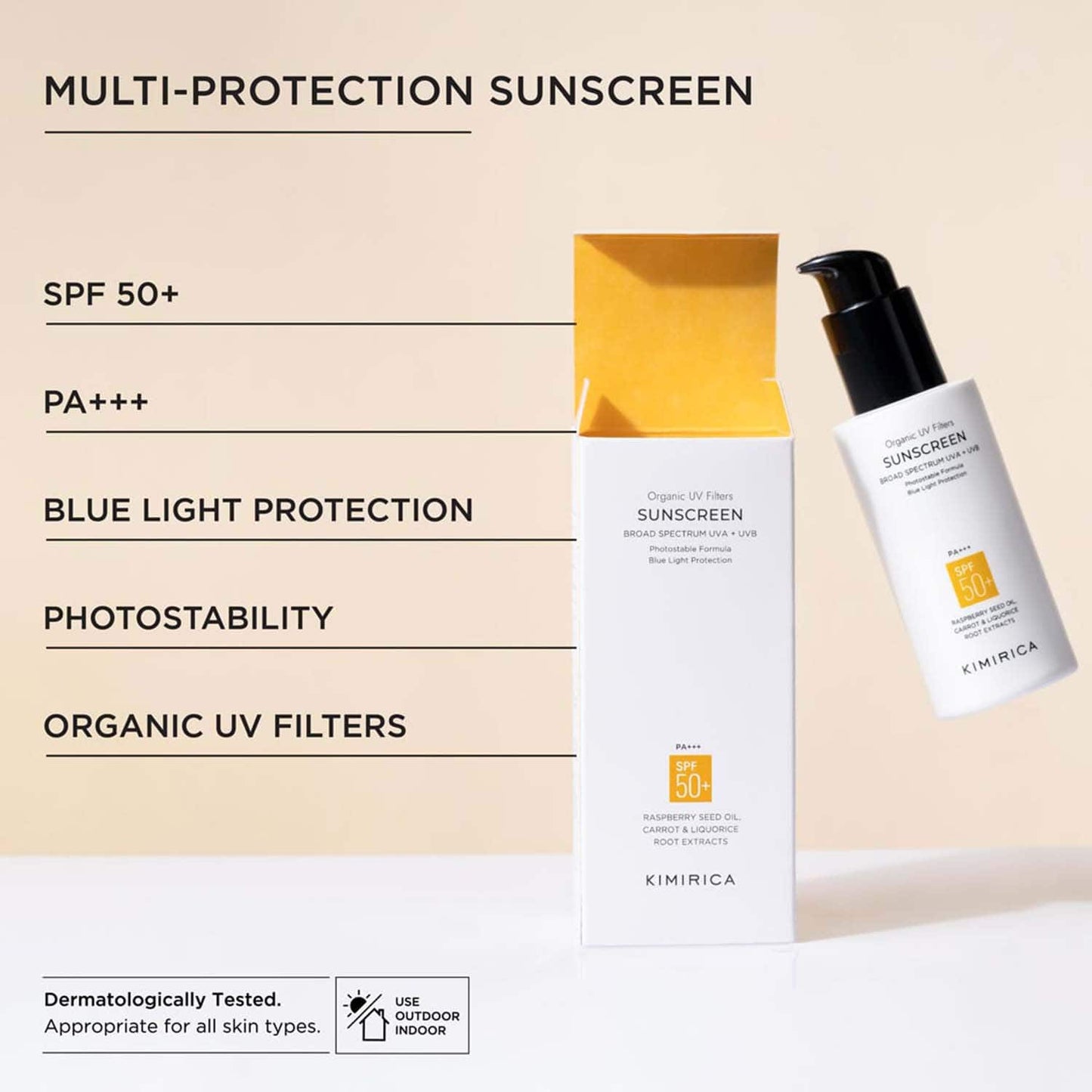 Kimirica Multi Protection Sunscreen SPF 50 PA+++ for UVA/B Protection with Liquorice Extract (100 g)