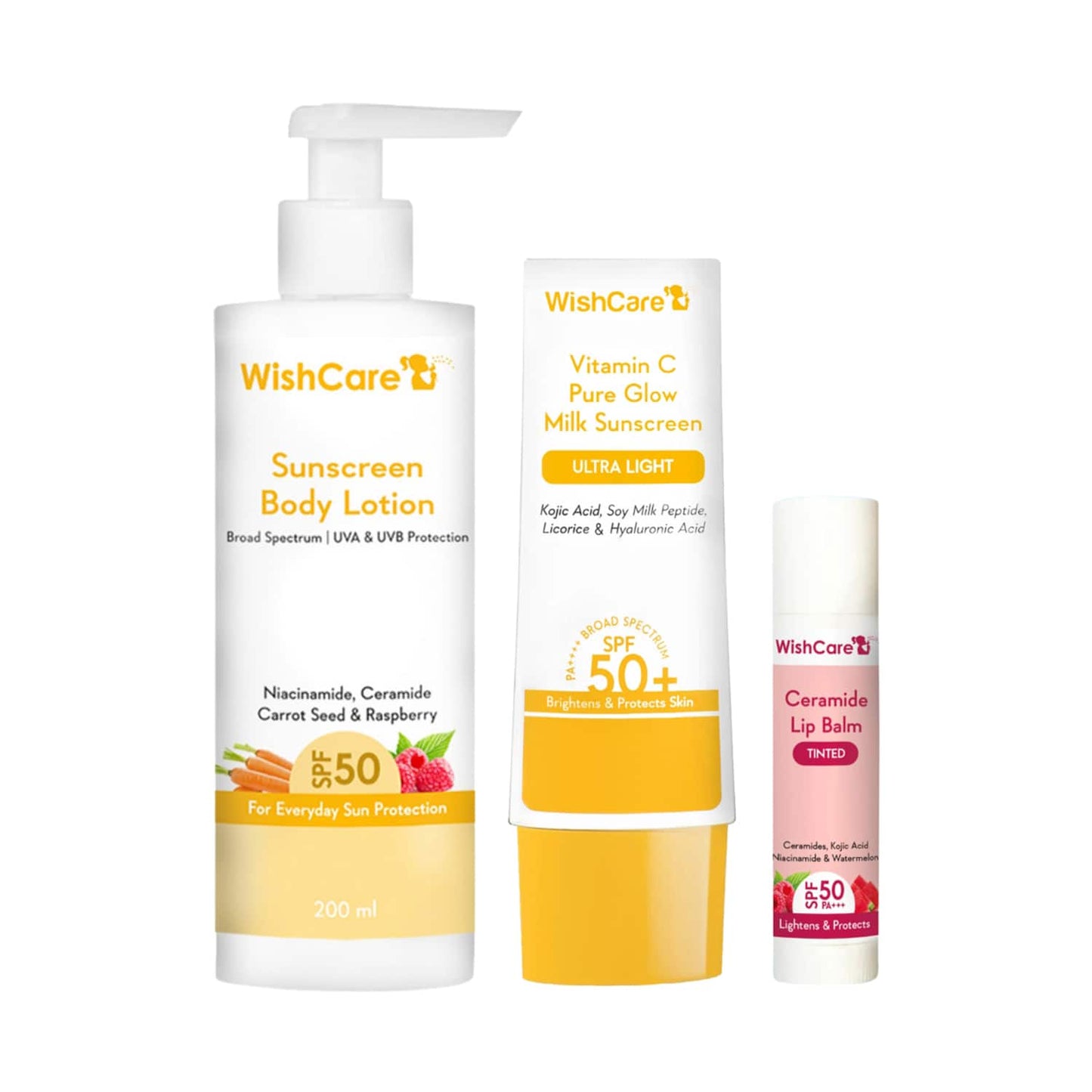 WishCare Sunscreen SPF 50 for Face, Body & Lips- With No White Cast