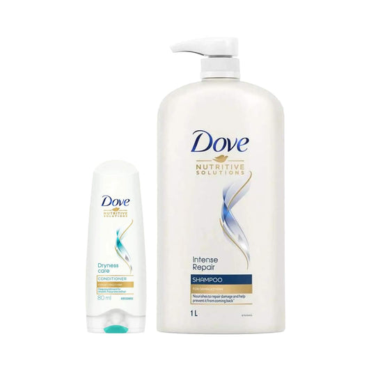 Dove Intense Repair Shampoo (1000 ml) + Dryness Care Conditioner (175 ml) Combo