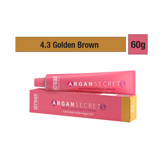 Streax Professional Argan Secrets Hair Colorant Cream - 4.3 Golden Brown (60g)