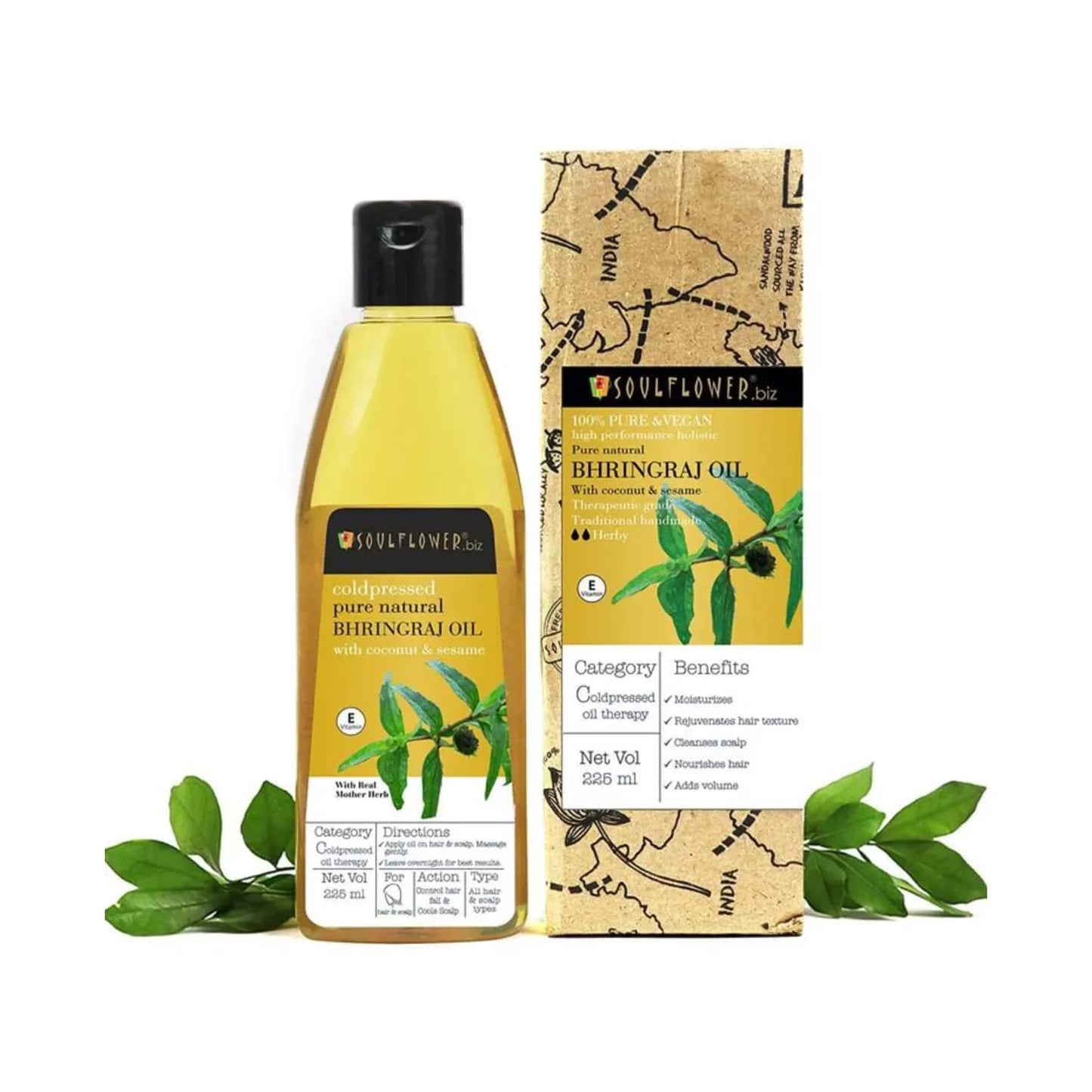 Soulflower Coconut & Sesame Coldpressed Pure Natural Bhringraj Hair Oil - (120ml)